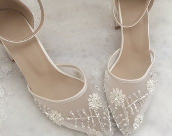 Ankle Strap bridal shoes,,Wedding Shoes , Bridal Shoes , Bride Shoes , Stone ,Embellished