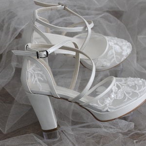 Platform bridal shoe , platform guipure shoe , platform wedding shoe  , guipure bridal shoe , lace bride shoe