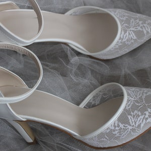 Lace Shoe , Thin Heel , lace Wedding shoe , bridal shoe , lace bride shoe , thin heel bridal