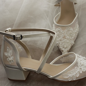 Pearl-Guipure Embellished Criss Cross ; bridal shoes,,Wedding Shoes , Bridal Shoes , Bride Shoes , Guipure;Embellishment,