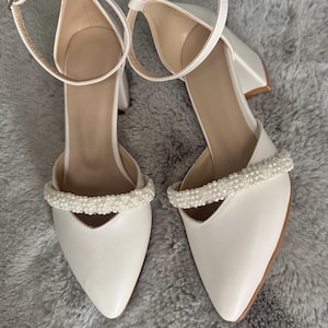 Block Heel , Low Heel , Bridal Shoe , Bride Shoe , Wedding Shoe , Gift  , Ivory , White