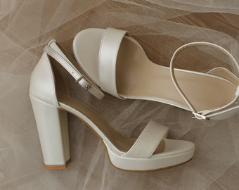 Wedding Shoes block , Bridal Shoes , Platform , Ankle Strap , Bride Shoes , wedding block heels , bride shoes for wedding , block heels