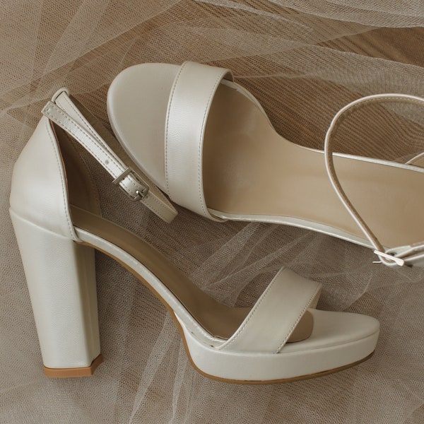 Hochzeitsschuhe Block , Brautschuhe , Plattform , Knöchelriemen , Brautschuhe , Hochzeit Blockabsatz , Brautschuhe für Hochzeit , Blockabsätze