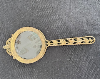 Napoleon III desk magnifying glass, gilt bronze, floral decoration, 19th century, display item, historical souvenir, antique, France
