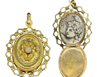 Rare antique opening reliquary medallion, a sentimental piece of jewelry from the late 19th century