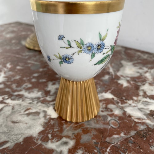 Vintage, hotsell chalice, vase, Limoges porcelain, COQUET et cie PHV, creation forme soleil LPC, signed F Lejard, hand-painted decoration, France