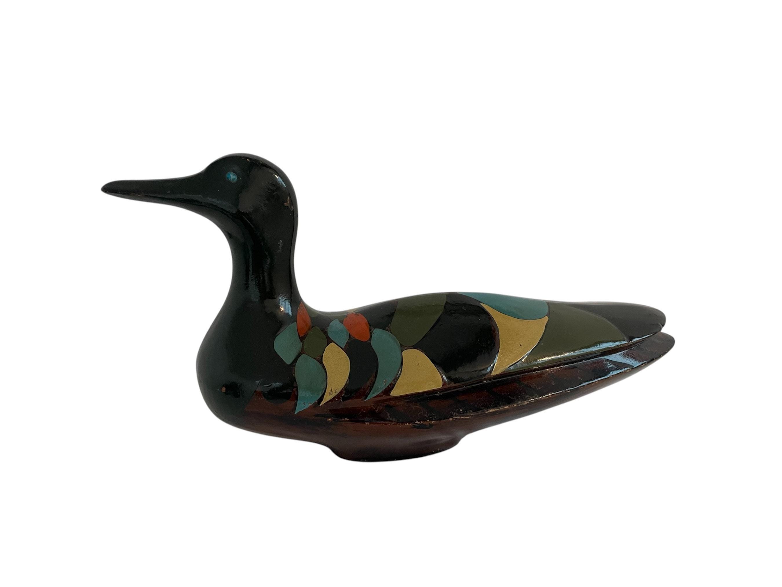 ANCIENNE BOITE À bonbons canard facteur papier mâché, Allemagne de l