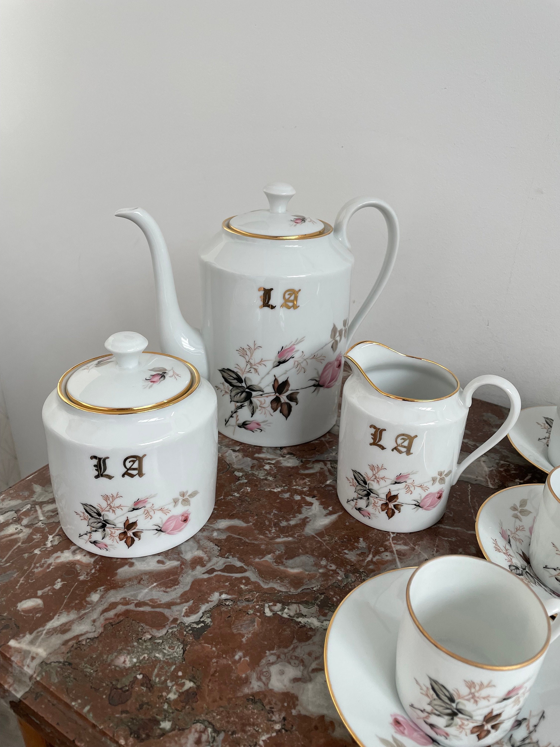 ヴィンテージ、コーヒーサービス、リモージュ、花、27 ピース、LA 番号 