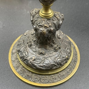 19th century gilt and patinated bronze cup, Napoleon 3, Neoclassical / Renaissance decorative tazza, Antique table centerpiece, French work image 4