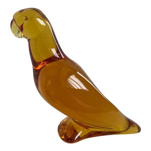 Baccarat Crystal Cobalt Blue or Honey Amber Glass Parrot