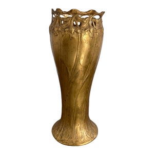 Gallia vase, Art Nouveau, French goldsmith Christofle, stamped, decor 4780, gilded, gold, natural decor, floral, chic, antique, France