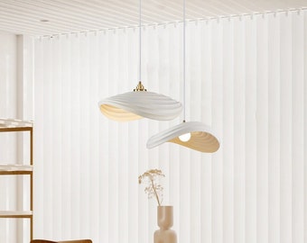 Nordic Minimalist Pendelleuchte, einzigartige Harz Lampenschirm, Retro Beleuchtung Decor Lampen, Cream Style Schlafzimmer Wohnzimmer Esszimmer Kronleuchter