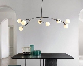 Lampadario a braccio ramificato, lampade creative con sfere molecolari, lampade a sospensione in metallo, paralume globo in vetro, lampada decorativa per la casa nordica