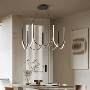 Minimalist U-shaped Line Chandelier,Nordic Light Luxury LED Chandelier,Unique Ceiling Light For Dining Room,Post-modern Creative Chandelier