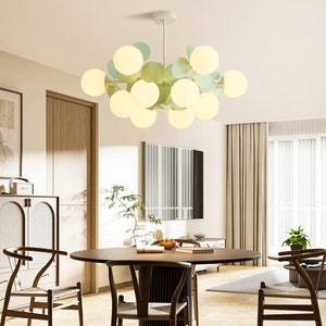 Französischer Cremestil Wohnzimmer Kronleuchter, Magic Bean Molecular Decken Pendelleuchte, moderne elegante dekorative Lampe, Glasleuchter