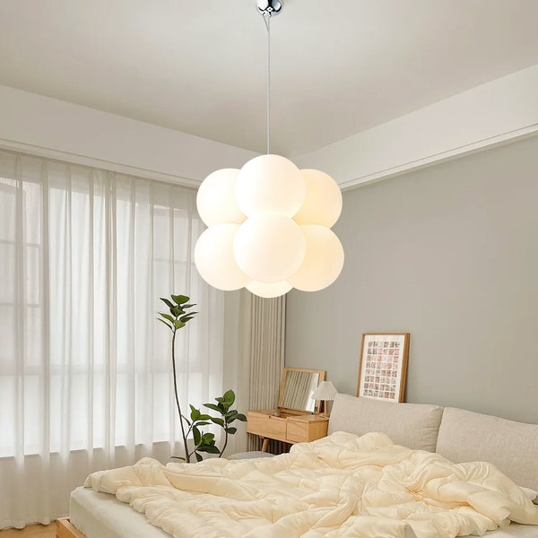 Bubble Ball Chandelier,Modern Minimalist  Pendant Lighting,Nordic Cream Chandelier for Living Room,Children's Room Balloon Decor Lamp