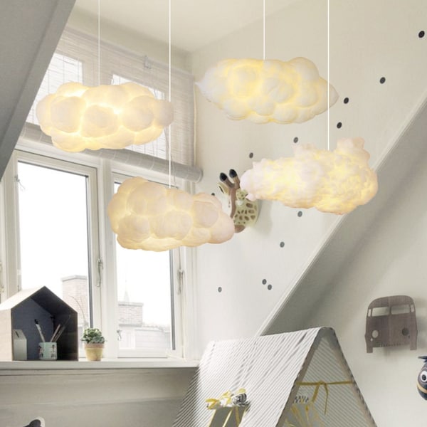 Creatieve wolk hanglamp, hangende verlichtingsarmatuur, wolkenlampenkap, kinderkamerlicht, decoratieve verlichting in de kinderkamer, droomwolklicht