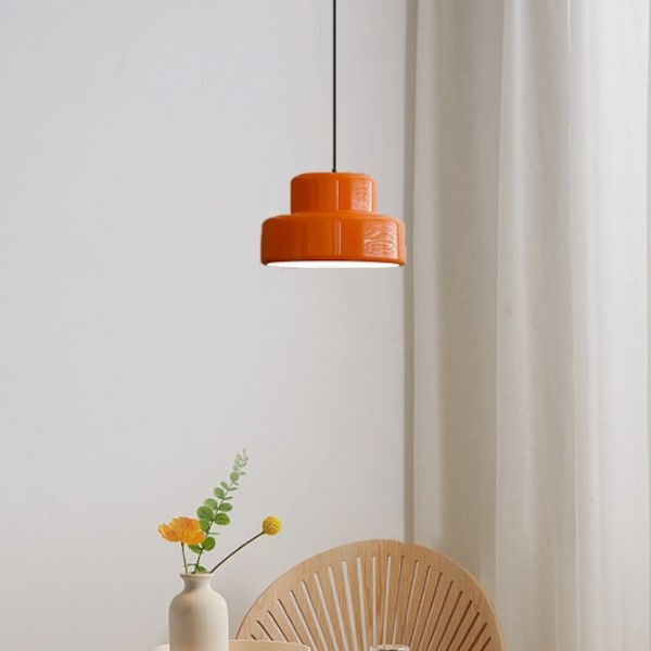 Mordern Orange Pendant Light,Nordic Vintage Dining Room Hanging Lamp,Mid Century Retro Pendant Lamp,Wabi sabi Home Decor Light