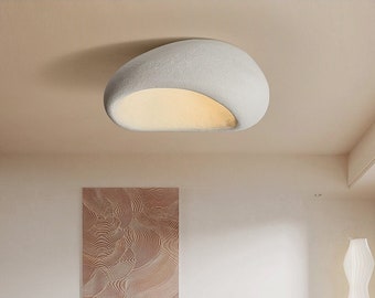 Ovale creatieve plafondlampenkap, moderne Wabi-Sabi-stijl plafondlamp, elegante Scandinavische woonkamer plafondkroonluchter, minimalistische plafondlamp