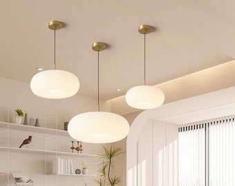 Minimalist Single-head Pendant Lamp,Cream Style Dining Room Chandelier,Nordic Bedroom Simple Chandelier,Acrylic Hanging Light