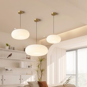 Minimalist Single-head Pendant Lamp,Cream Style Dining Room Chandelier,Nordic Bedroom Simple Chandelier,Acrylic Hanging Light