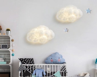 Aplique de pared de nube, decoración montada en la pared de luz de nube, luz de la habitación de los niños, lámpara de decoración de la guardería, lámpara de pared junto a la cama