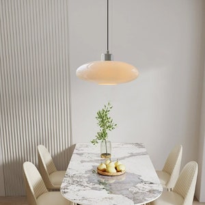 Modern White Glass Pendant Light,Danish Minimalist Chandelier,Nordic Vintage Small Chandelier,Kitchen Island Hanging Lamp