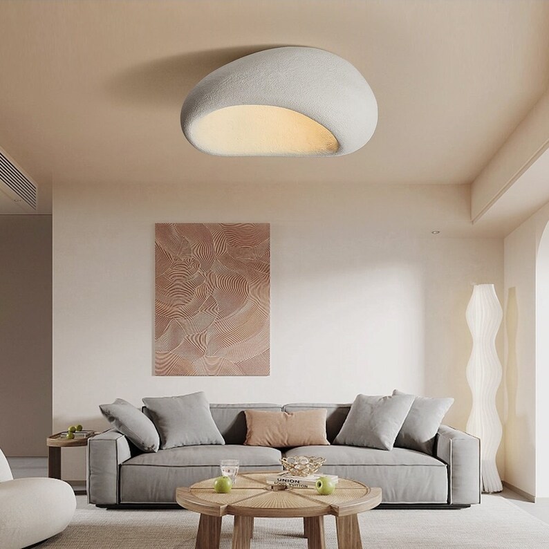 Paralume creativo ovale per lampada da soffitto, plafoniera moderna in stile Wabi-Sabi, elegante lampadario a soffitto nordico per soggiorno, lampada da soffitto minimalista immagine 1