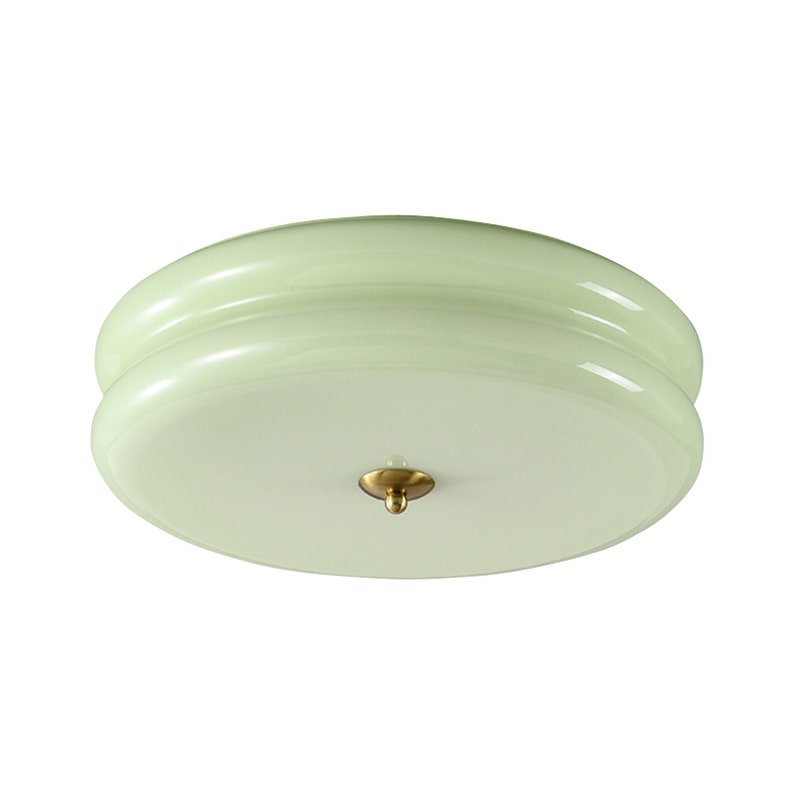 Nordic Glass Ceiling Light,Vintage Cream Style Ceiling Lamp Fixture,Flush Mount Ceiling Light For Bedroom Hallway Balcony,Glass Chandelier Green