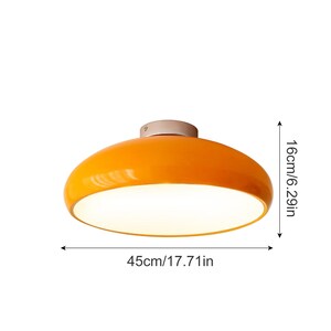 Nordic Vintage Flush Ceiling Light,Minimalist Bedroom Study Ceiling Lamp,Mid-Century Orange Ceiling Light Fixture image 7