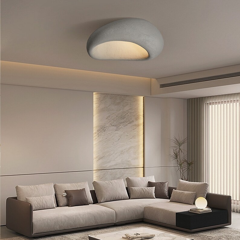 Paralume creativo ovale per lampada da soffitto, plafoniera moderna in stile Wabi-Sabi, elegante lampadario a soffitto nordico per soggiorno, lampada da soffitto minimalista immagine 4