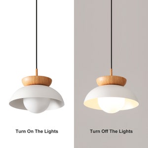 Japanese Log Style Pendant Light,Modern Minimalist Dining Room Lighting Chandelier,Nordic Metal Wood Hanging Lamp image 7