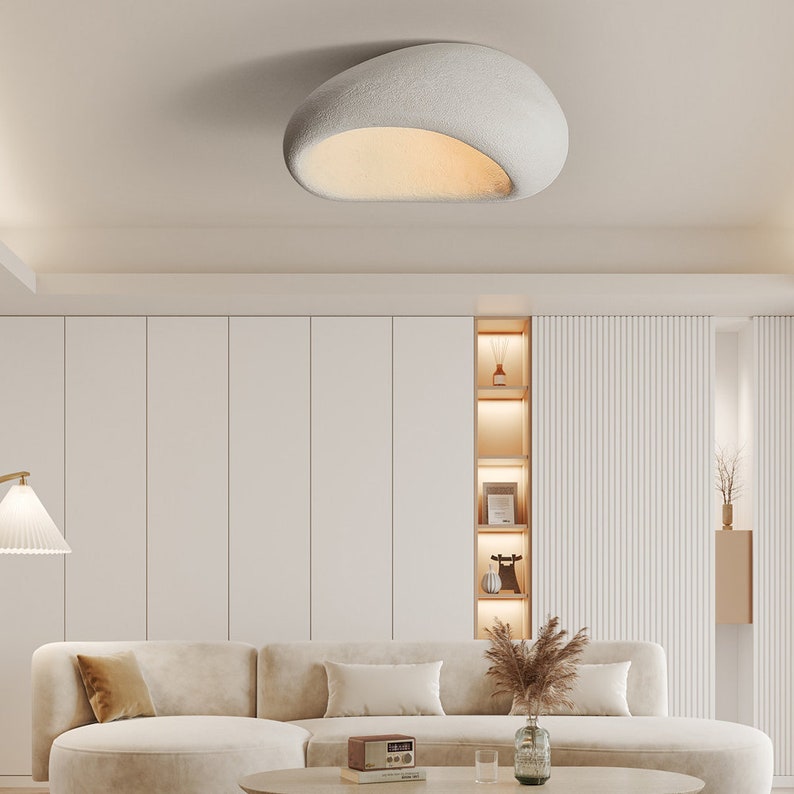 Paralume creativo ovale per lampada da soffitto, plafoniera moderna in stile Wabi-Sabi, elegante lampadario a soffitto nordico per soggiorno, lampada da soffitto minimalista immagine 5