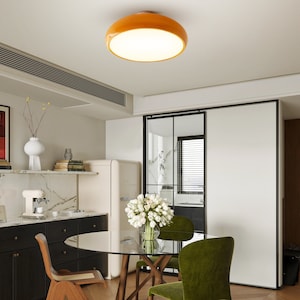 Nordic Vintage Flush Ceiling Light,Minimalist Bedroom Study Ceiling Lamp,Mid-Century Orange Ceiling Light Fixture image 6