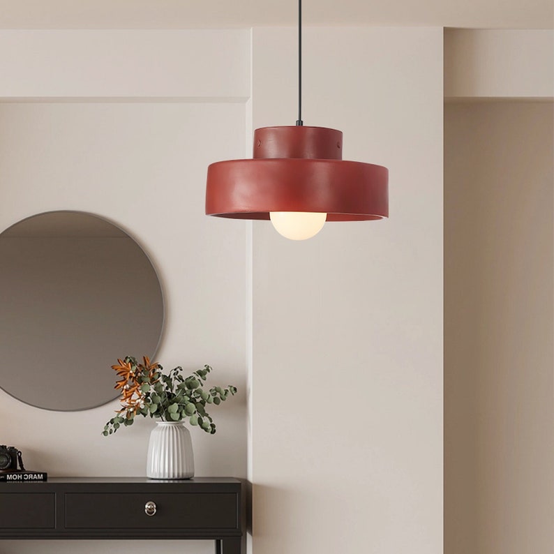 Nordic Fashion Small Pendant Light,Modern Bedside Single-Headed Chandelier,Wabi-sabi Style Vintage Hanging Lamp,Plug In Colorful Chandelier image 2