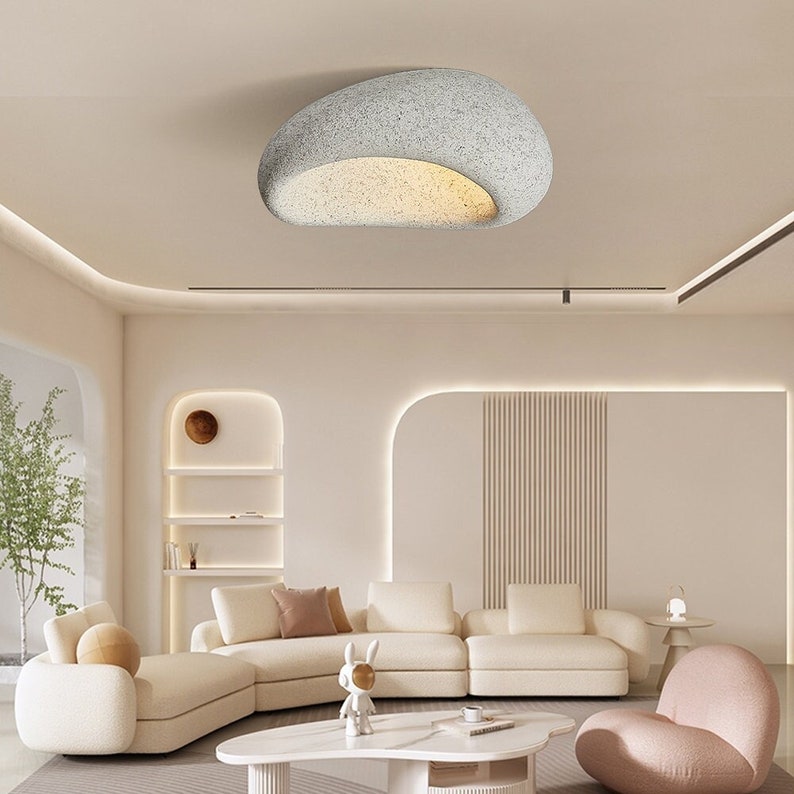 Paralume creativo ovale per lampada da soffitto, plafoniera moderna in stile Wabi-Sabi, elegante lampadario a soffitto nordico per soggiorno, lampada da soffitto minimalista immagine 2