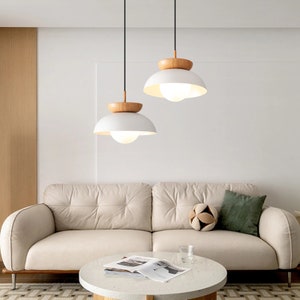Japanese Log Style Pendant Light,Modern Minimalist Dining Room Lighting Chandelier,Nordic Metal Wood Hanging Lamp image 4