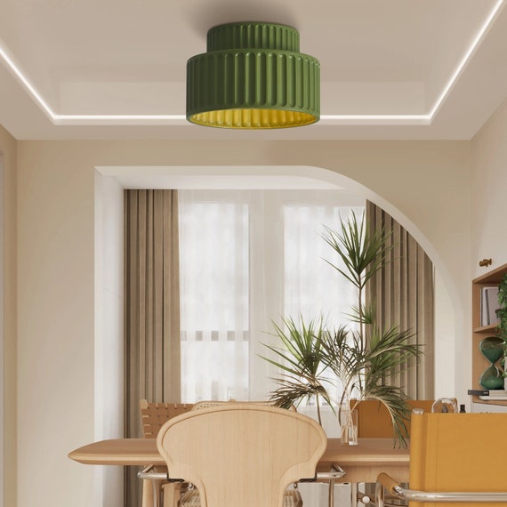 Modern Vintage Semi Flush Mount Ceiling Light nordic Cream Style