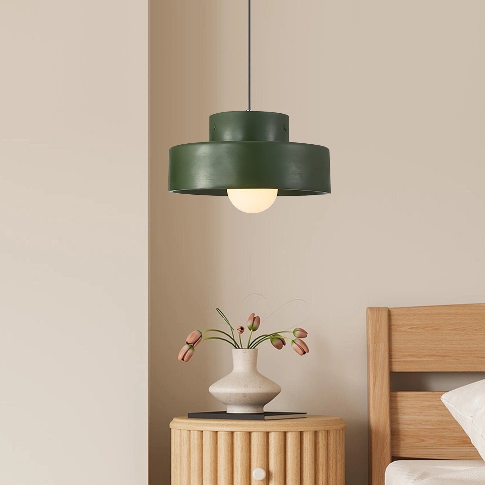 Hanging nightstand light outlet
