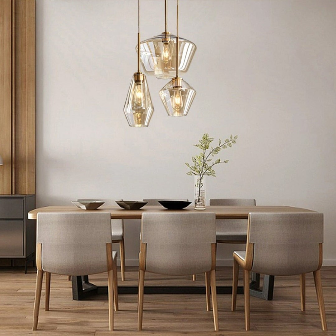 Cognac Glass Pendant Lamp,nordic Light Luxury Glass Chandelier