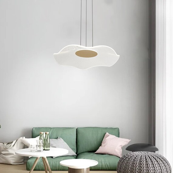 Creative Lotus Leaf Chandelieracrylic Lampshademetal Pendant Etsy