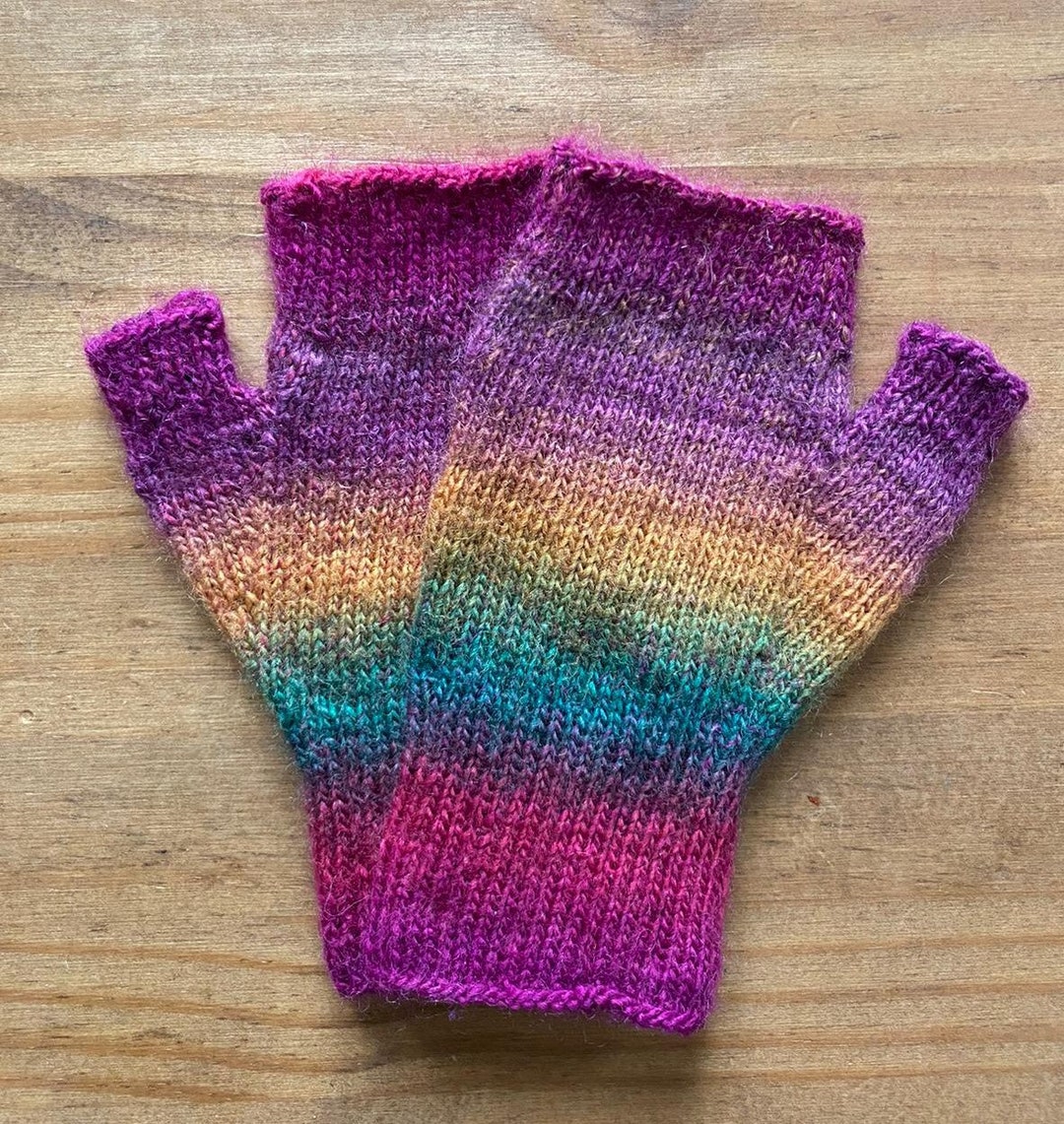 Minimalist Wooly Fingerless Mittens Size S Etsy