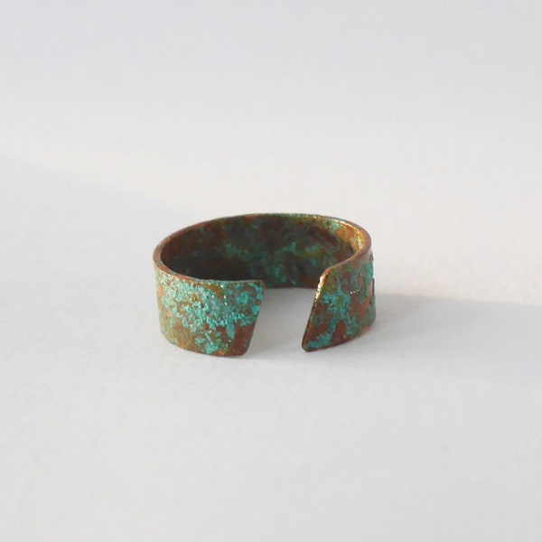 Adjustable Patina Copper Ring, Verdigris Copper Ring