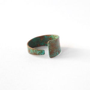 Patina Copper Ring, Asymmetrical and Adjustable