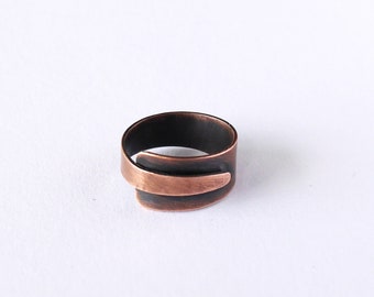 Adjustable Patina Copper Ring, Unisex Copper Ring for Men and Women