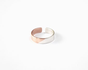 Sterling Silver and Copper Ring, Adjustable Ring for Men and Women