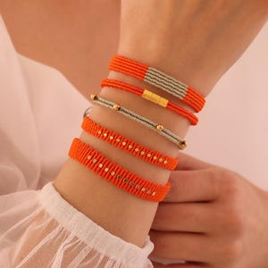 Neon Orange Macrame Bracelet: Hand Knotted Woven Festival Bracelet