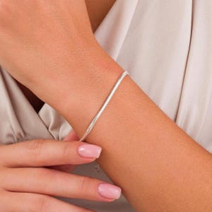 925 Sterling Silver Herringbone Bracelet, Italian Silver Chain, Square Snake Chain Bracelet, Italian Bracelet, Personalized Flat Snake Chain