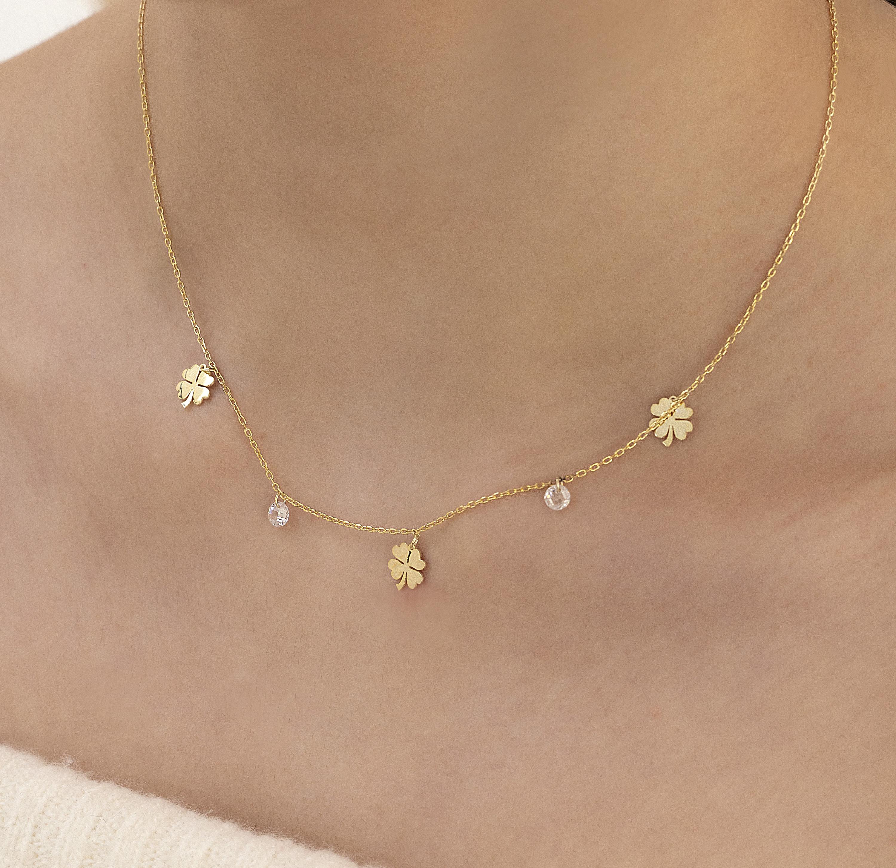 【STONEHENgE】Silver Material 2-way Clover Necklace SC24C17T Sterling Silver Twogether Two-Stone Diamond Cross Necklace