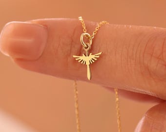 Engel Kette 925 Sterling Silber Gold , Erzengel Michael Flügel Kette, Schutzengel